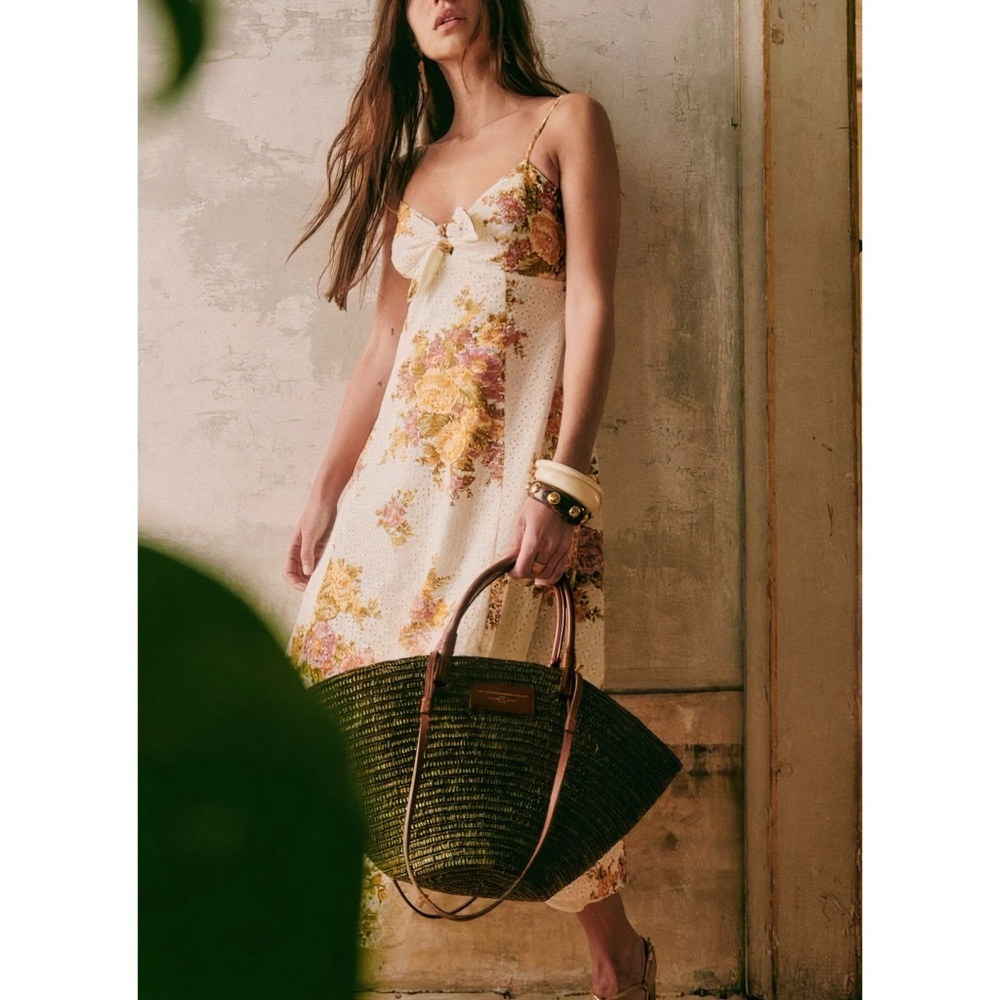 NWOT Sezane Midi Off-White Floral Chiaretta Cotton Dress - Picture 4 of 8